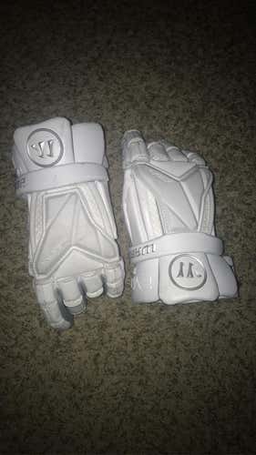 White Used Player Warrior Evo Pro Lacrosse Gloves 13"