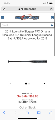 Used USSSA Certified Louisville Slugger Alloy Omaha Bat (-10) 16 oz 26"