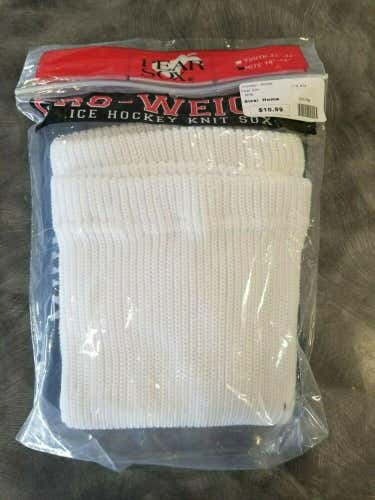Pear Sox Pro Weight Ice Hockey Knit Socks White Size Mite 16"-18"  *No Trade*