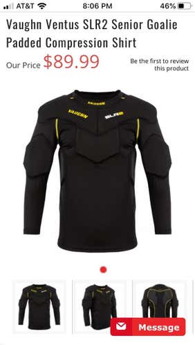 New Vaughn SLR 2 Padded Compression Shirt Large