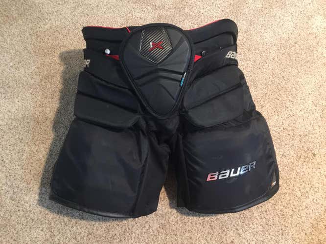 Senior Medium Bauer Vapor 1X Hockey Goalie Pants Black Fast Strap Curve Internal Belt