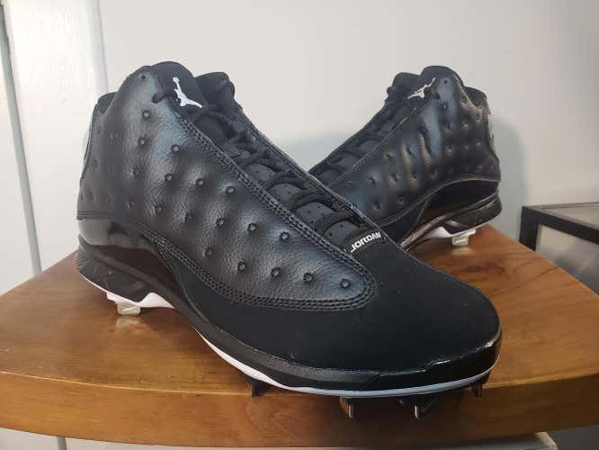 Nike Air Jordan’s 13 XIII Retro Black Metal Baseball Cleats [AR4476-001] Sz 11
