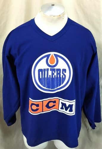 Vintage 90's CCM Edmonton Oilers Hockey Club (Med) Retro NHL Knit Graphic Jersey