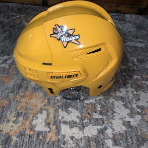 Yellow Used Large Bauer Re-Akt 75 Pro Stock Helmet