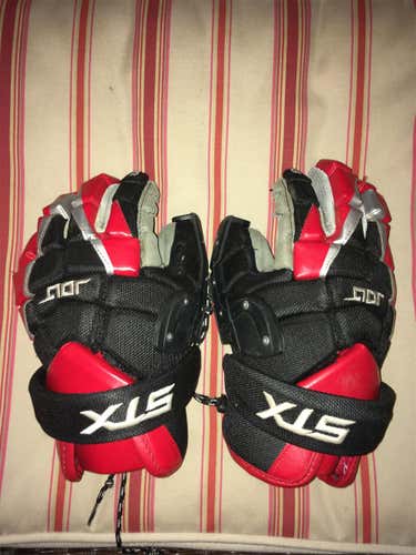 Red Used STX Jolt 12" Goalie Gloves