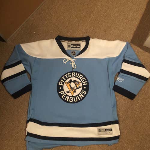 Pittsburg Penguins Powder Blue Children’s XL Reebok Winter Classic Jersey