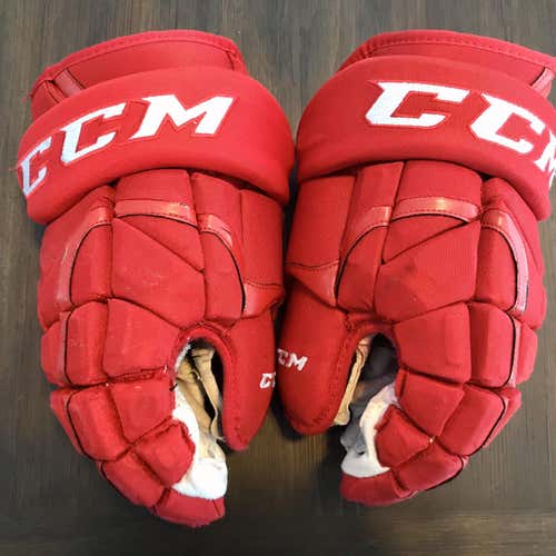 Red Used CCM HG12 14" Pro Stock Gloves Griffins Red Wings