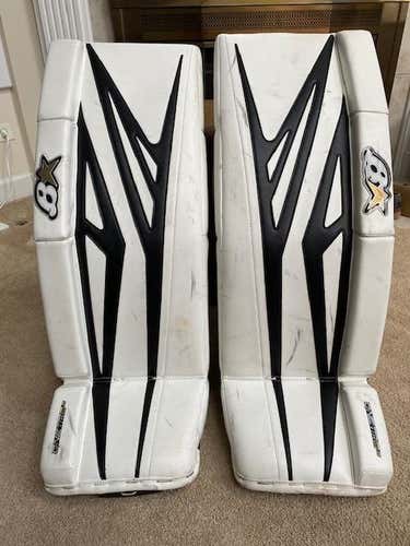 White Used Senior 34" Brian's GNETiK 8.0 Goalie Leg Pads