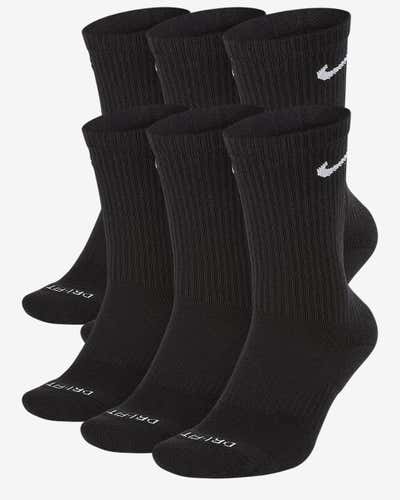 6-Pack New Black Nike Crew Socks