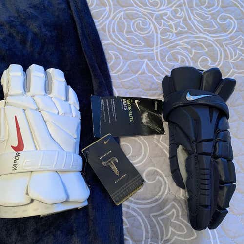 Ying Yang Blue And White Nike Vapor Elite 13" Lacrosse Gloves