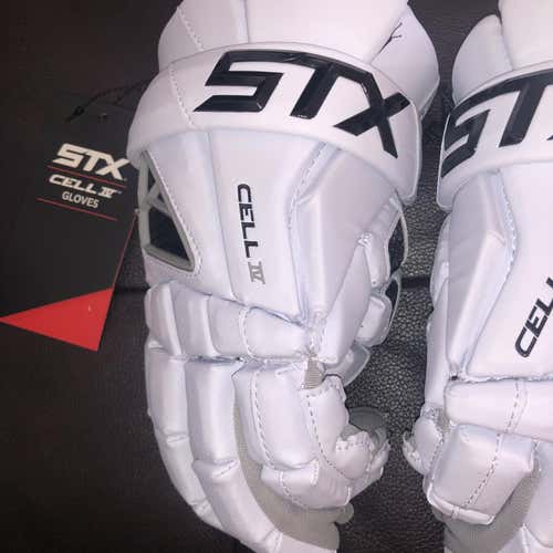 White New Player STX Cell IV 13" Lacrosse Gloves LAX NWT
