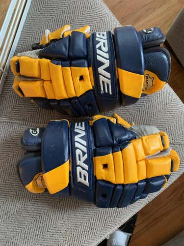 Gold Used Goalie Brine  Lacrosse Gloves