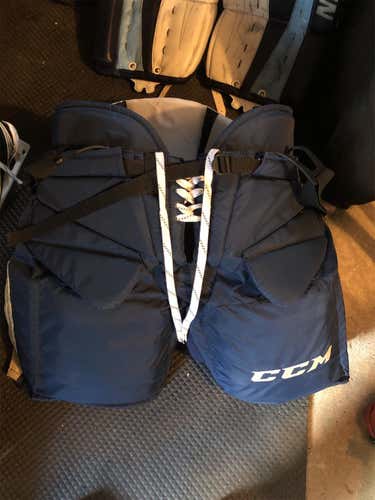 Navy CBJ Sr Large CCM Pro Stock Hockey Goalie Pants