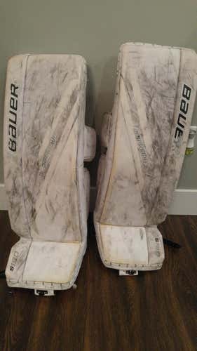 White Used Intermediate 32" Bauer S190 Goalie Leg Pads