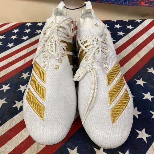 White/Gold Adidas Men's Adizero 8.0 Football Clears-C144568