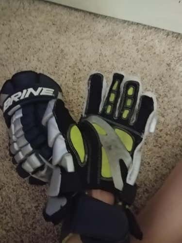 Black Used Player Brine Deft Lacrosse Gloves 12"