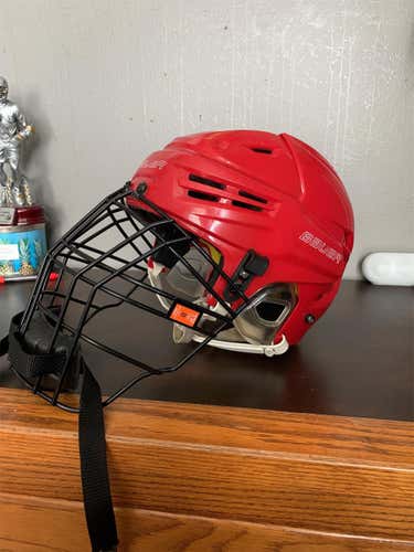 Red Used Large Bauer Helmet