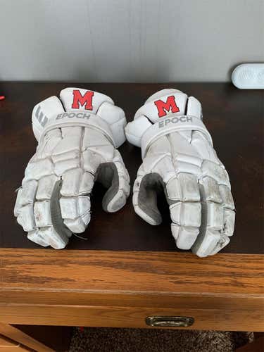 White Used Player Epoch Integra LE 13" Lacrosse Gloves