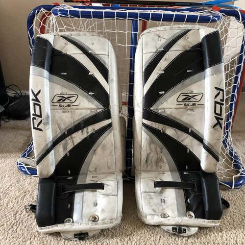 White Used 25" Reebok 5K  Goalie Leg Pads