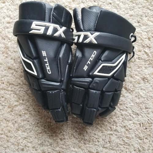 Black Used STX Cell III Lacrosse Gloves 10"
