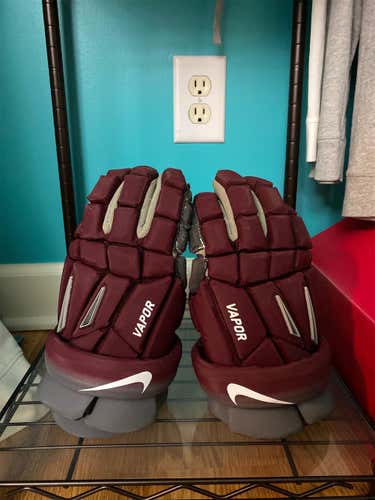 Red Used Player Nike Vapor 13" Lacrosse Gloves