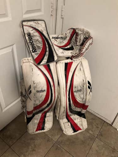 White Used 35" Regular Premier 3 Pro Stock Goalie Full Set
