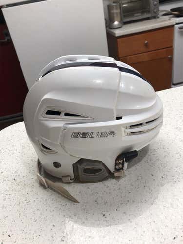 White Used Large Bauer Re-Akt 100 Pro Stock Helmet