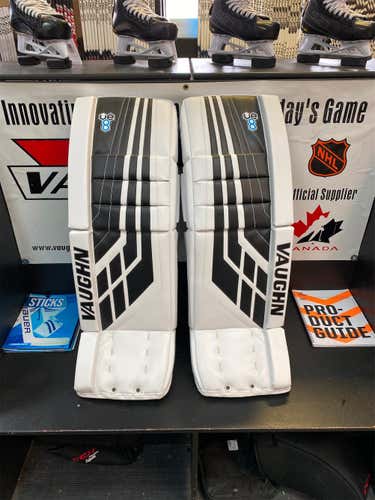 White New 34" Vaughn Velocity VE8 Pro Carbon Pro Stock Goalie Leg Pads
