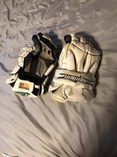 White Used Player Warrior Superfreak II  Lacrosse Gloves