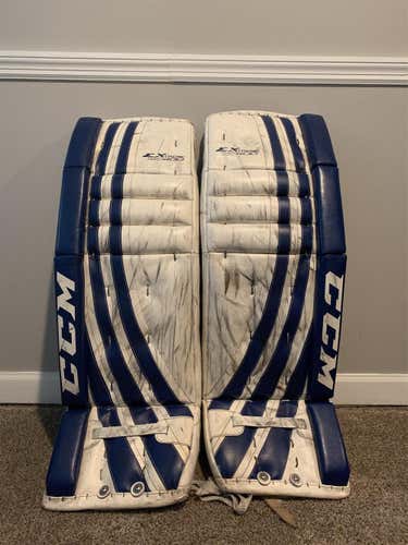Blue Used Senior 34" CCM Extreme Flex 400 Goalie Leg Pads Pro Stock