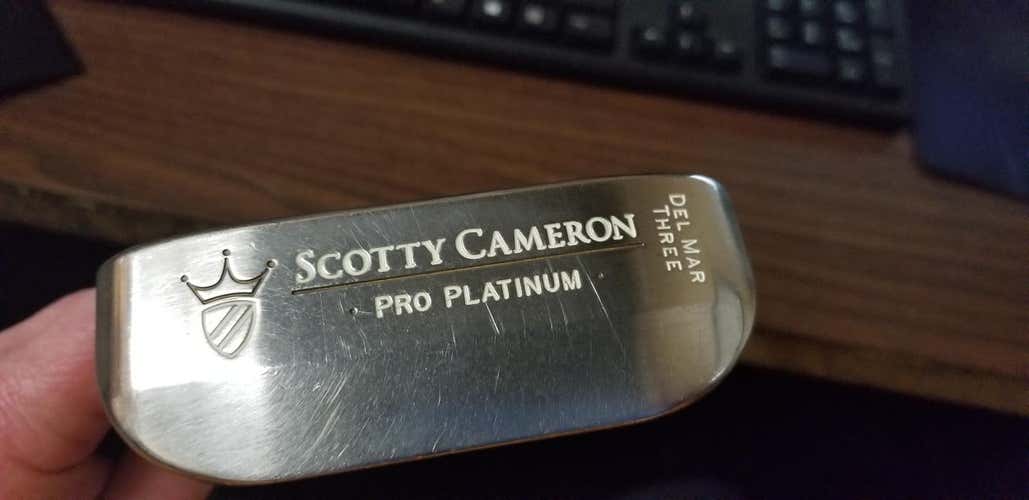 Used Men's Scotty Cameron Left Handed Mallet Pro Platinum Del Mar 3 Putter 36"