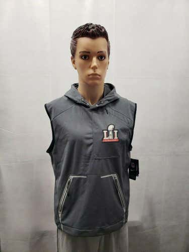 NWT Nike Mens M Official On Field Super Bowl LI Pullover Hoodie Vest Grey NFL