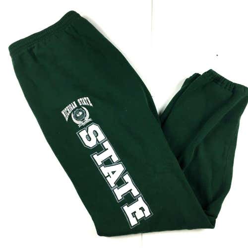 VTG Michigan State University Spartans Sweatpants Green/White Clinch Ankle Sz XL