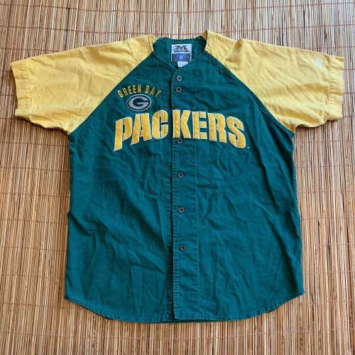 Vintage Green Bay Packers Jersey Baseball Button Up 90s Mirage NFL Football L