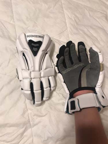 White Used Player Maverik Rome RX 13" Lacrosse Gloves