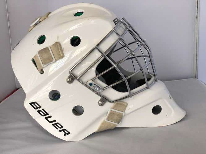 White Used Junior Bauer NME 4 Goalie Mask