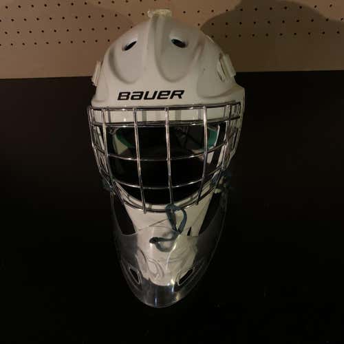 White Senior Bauer NME 4 Goalie Mask