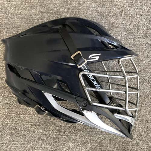 Used Cascade S Helmet. Navy Shell, Silver Jaw. Black Chinstrap.