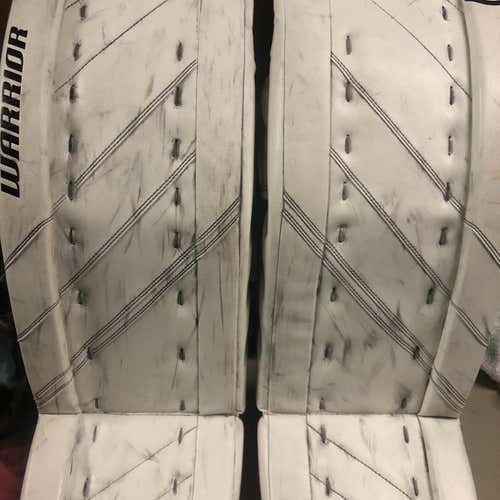 White Used 34" Warrior Ritual G4 Goalie Leg Pads