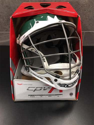 New  Cascade CPV-R Helmet XS Forest Shell,White Visor & Chin, Silver Facemask
