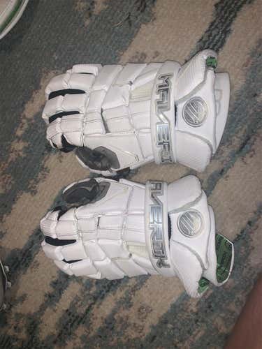 White Used Player Maverik M4  Lacrosse Gloves