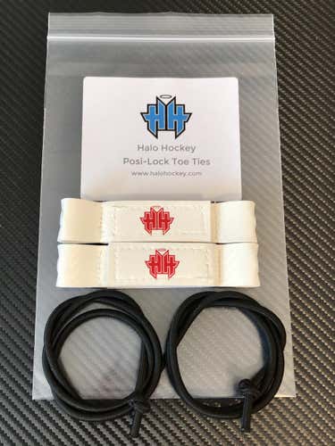 Halo Hockey Posi-lock goalie toe ties white and red