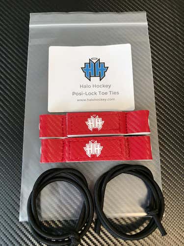 Halo Hockey Posi-lock goalie toe ties red and white