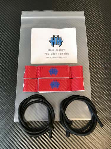 Halo Hockey Posi-lock goalie toe ties red and royal blue
