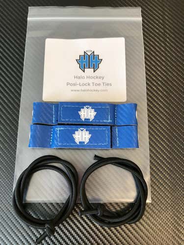 Halo Hockey Posi-lock goalie toe ties blue and white