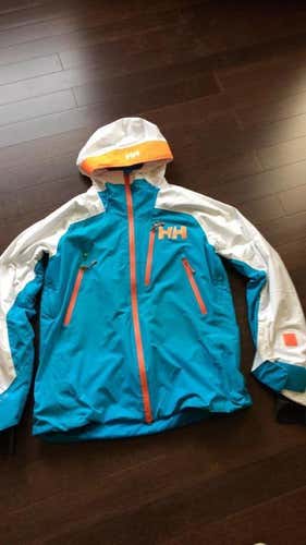 [Used] Helly Hansen Stuben Insulated Ski Jacket White, Blue & Orange