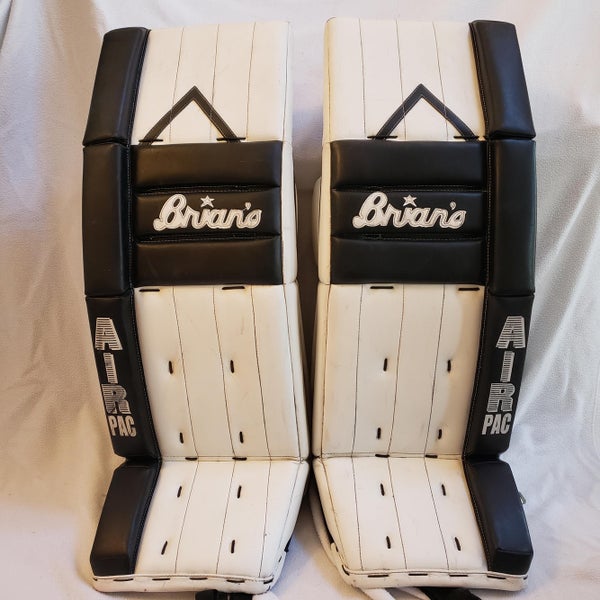 Used White/Black 34+1.5" Brian's GNETik 5.0 with Vintage AirPac Graphic Goalie Leg Pads