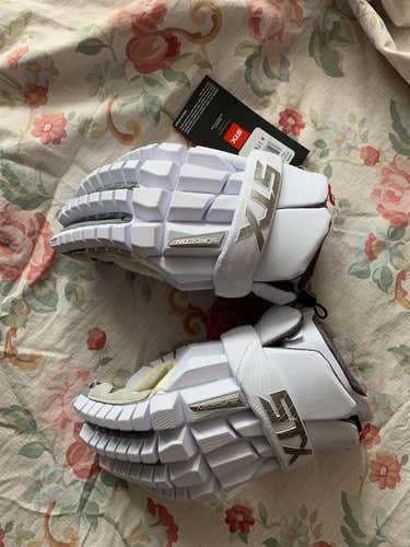 White New Player STX Rzr 12" Lacrosse Gloves