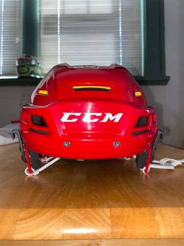 Red Used Medium CCM Tacks 310 Pro Stock Helmet