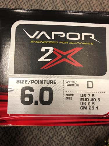 New Bauer Vapor 2X D&R (Regular)  Size 6 Hockey Skates